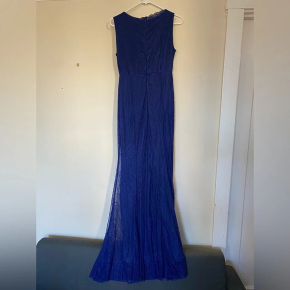 NEW! Long Blue Lace Floor Length Maxi Sleeveless Homecoming Dress Prom Gown - Picture 6 of 7